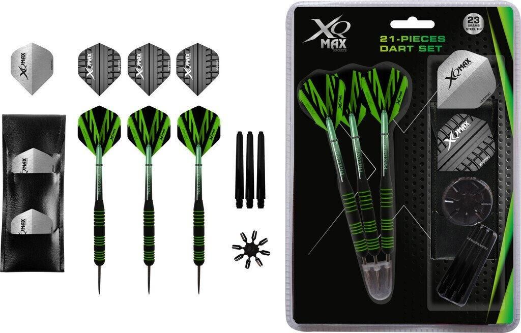 Metall Darts Dartscheiben 3 Stk. 23G Im Etui Xqmax Schwarz + Acc