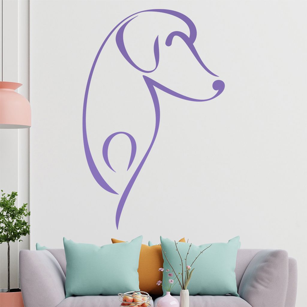Hund Linien - Hunde Wandtattoo in 6 Größen - Wandaufkleber Wall Sticker - Dekoration, Küche, Wohnzimmer, Schlafzimmer, Badezimmer