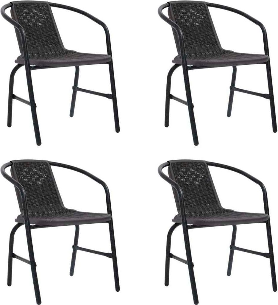 The Living Store Gartenstühle 4 Stk. Rattan-Optik Kunststoff und Stahl 110 kg