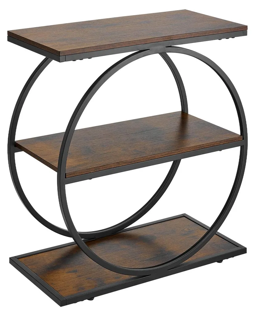 Table d'appoint étroite à 3 niveaux structure métal marron rustique - 11