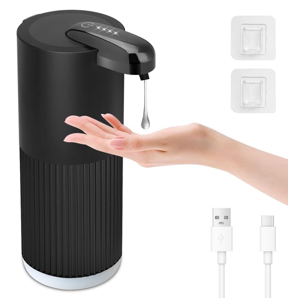 Automatischer Seifenspender, 400 ml elektrischer Flüssigseifenspender, 4-stufig verstellbar, wasserdicht (IPX5), Wandmontage, geriffeltes Muster, ...