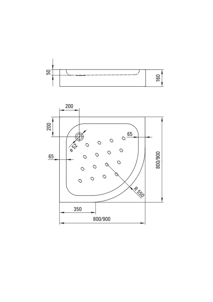 Bac à douche d'angle semi-circulaire Funkia 90x90 cm compact et robuste - 3