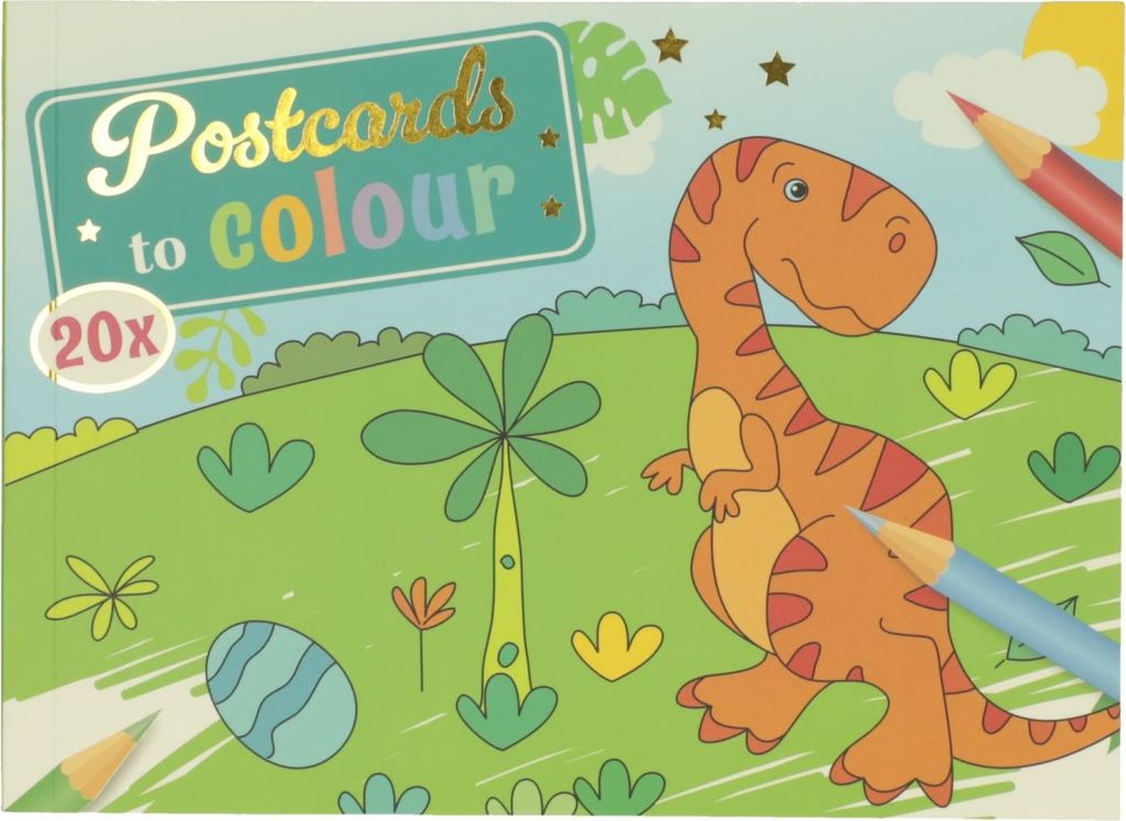 Gewinnt Holland-Postkarten zum Ausmalen von Dinosauriern
