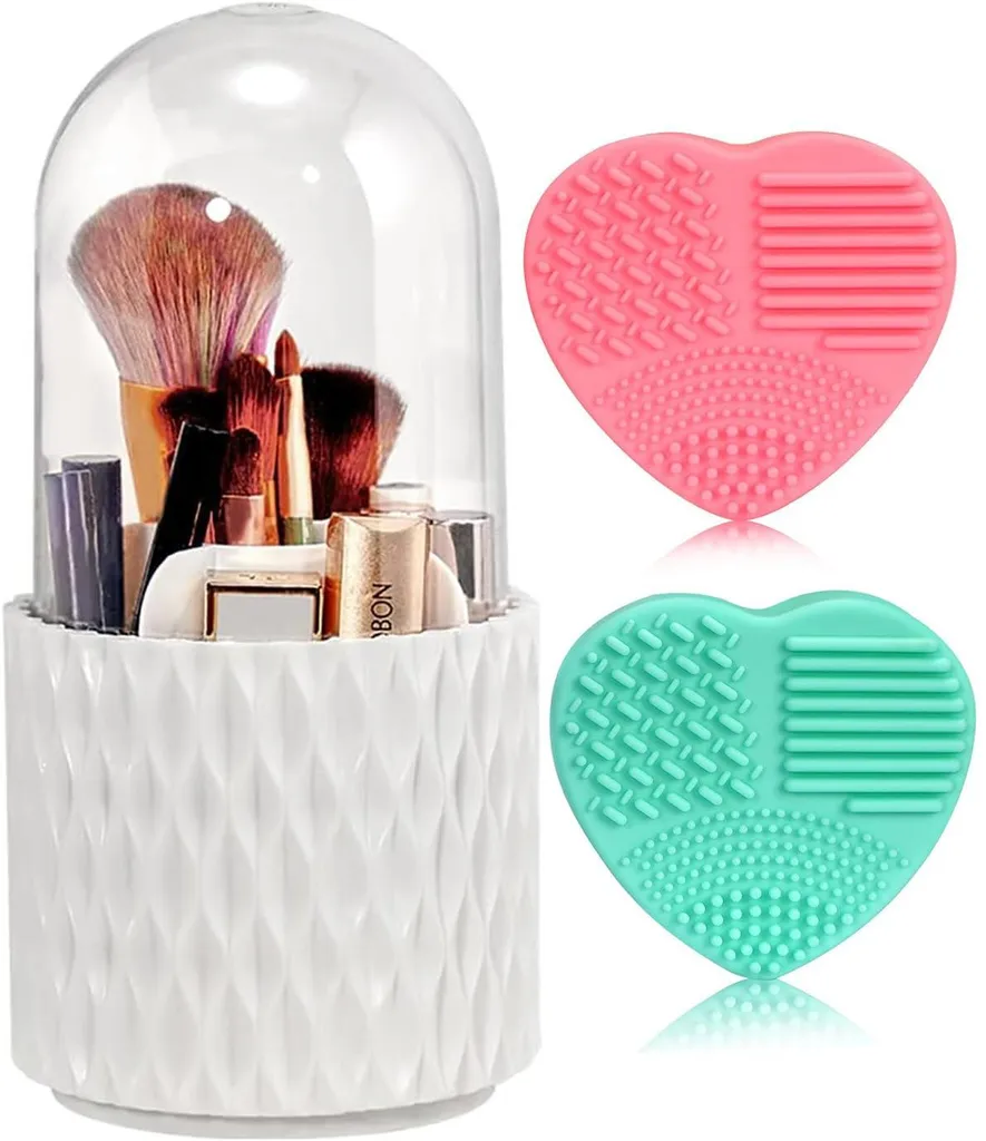 Porte-pinceaux de maquillage pivotant et coffret de rangement chic
