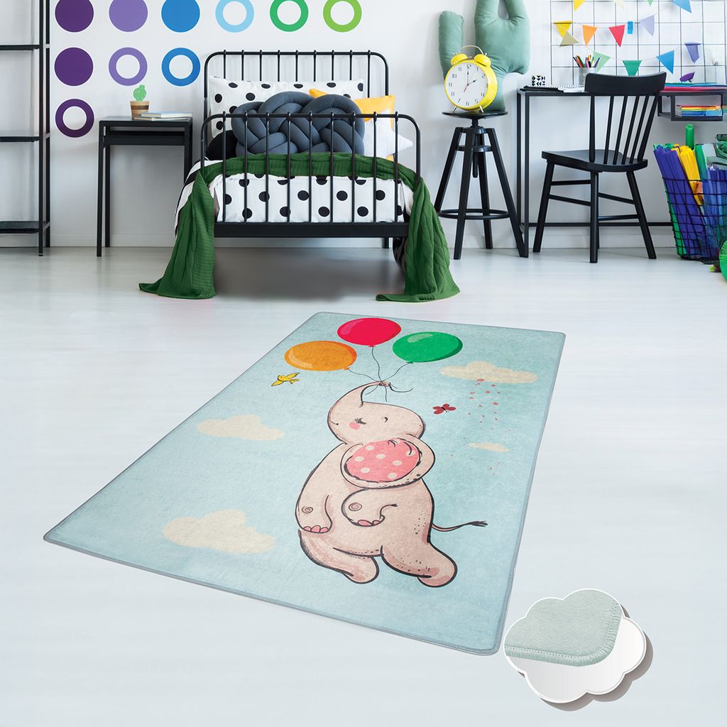 Bosdela Kinder- und Babyteppiche – Vielfältige Designvariationen für jeden Spielraum 100x160 cmBalloons Blue