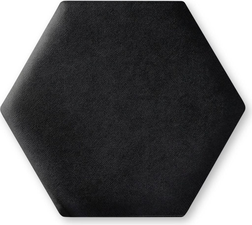 TAPHICEROS Hex Wandpaneel Polsterpaneel, 30x26 cm, SWING 20, Schwarz, Wandkissen Hexagon Wandpolster Kopfteil für Bett Gepolstert Polsterplatte