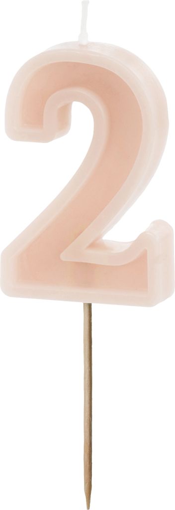Geburtstagskerze Zahl 2, schmutzig rosa, 6 cm