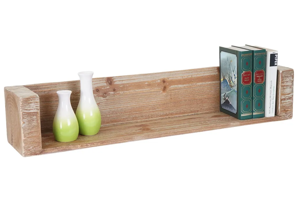 Etagère de rangement murale pour salon et bureau, bois massif 60cm MVG