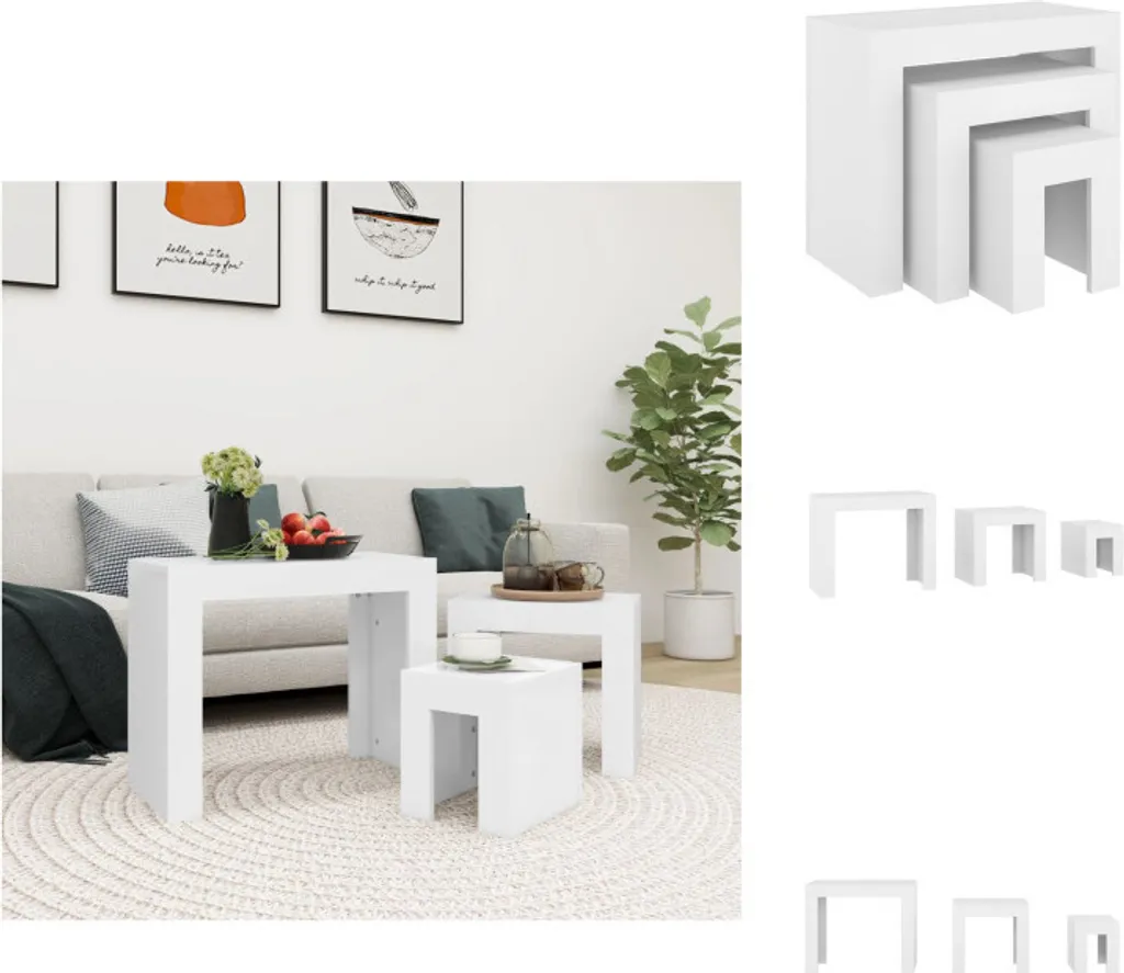 vidaXL Set 3 Tavolini da Caffè Bianco Legno: Eleganza Salvaspazio