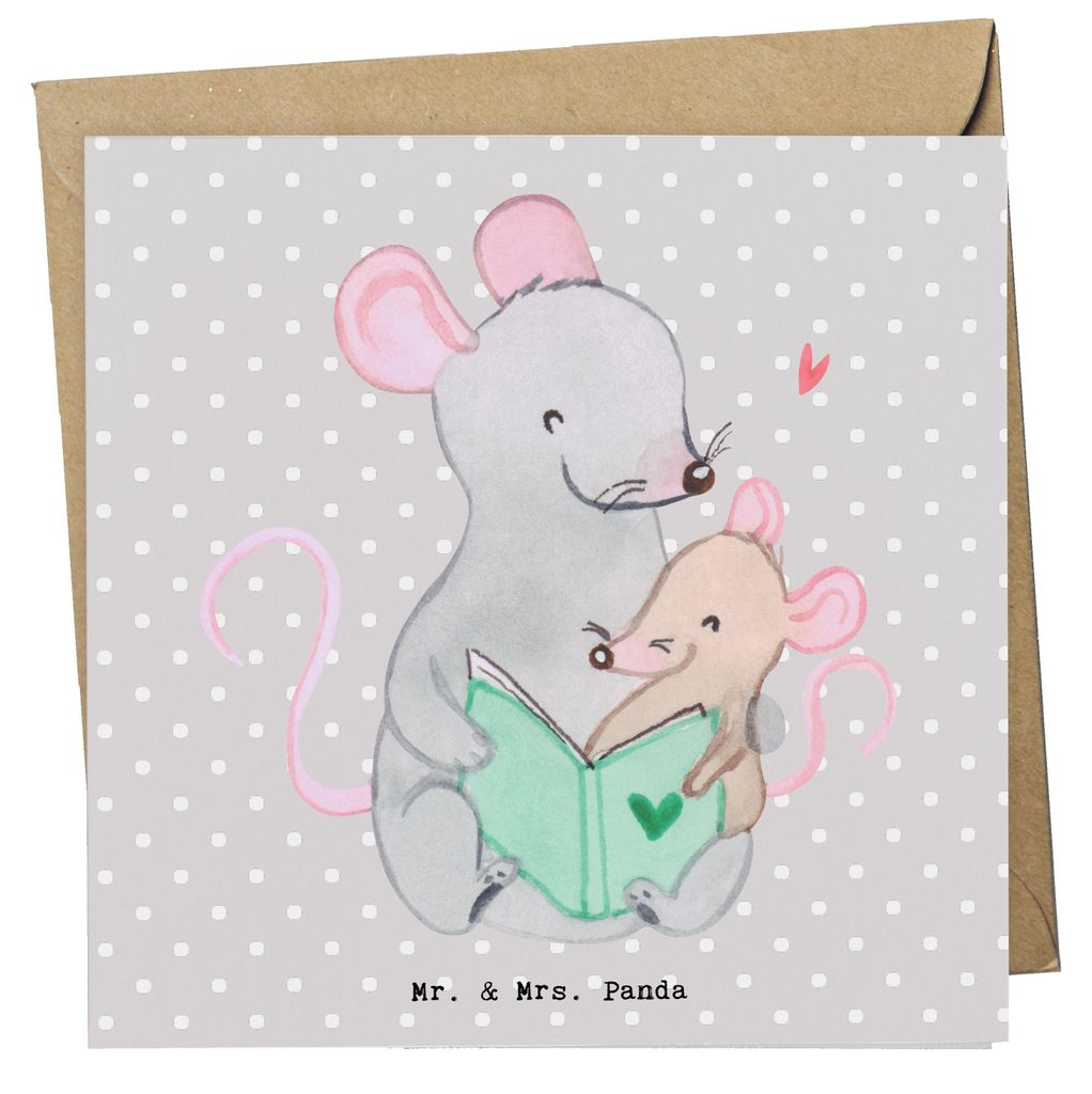 Mr. & Mrs. Panda doppelkarte Frühpädagogin Herz - Grau Pastell - Geschenk, Kindergarten, Familienleben, anlasskarte, Kindern, Studium, Ausbildung...