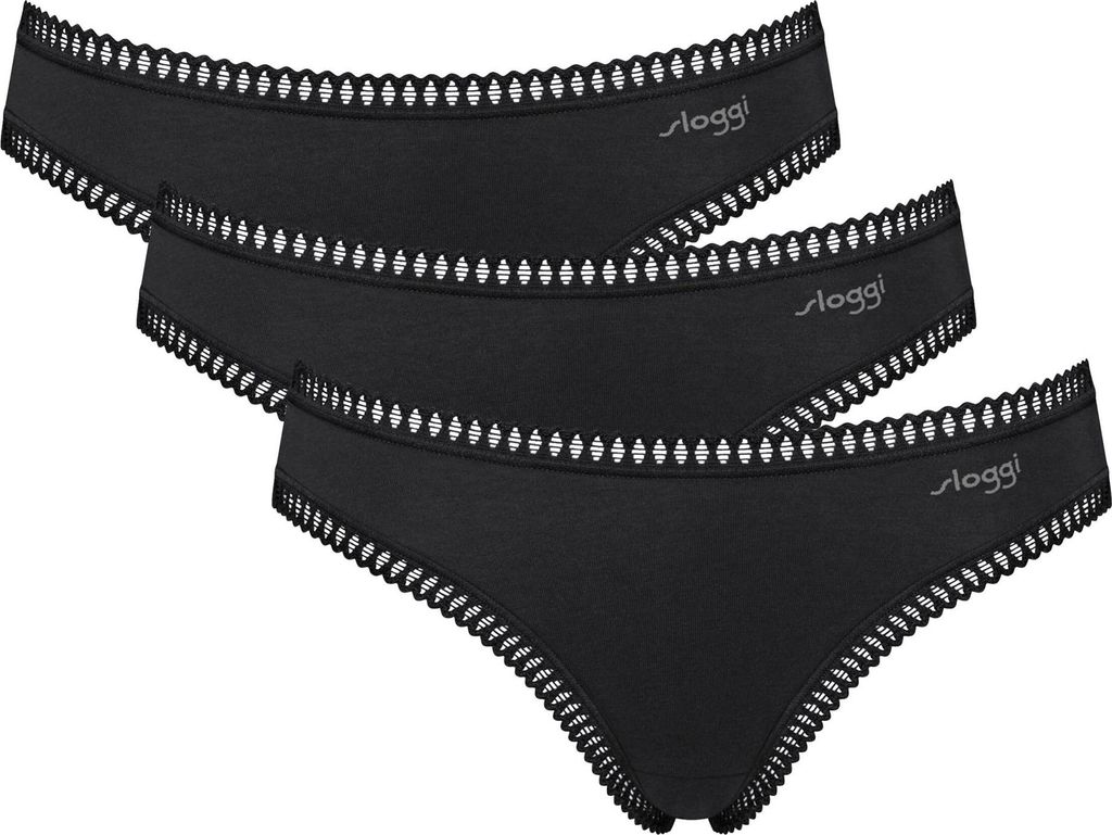 sloggi Damen Minislip Blue GO Crush 3-Pack black - Größe S