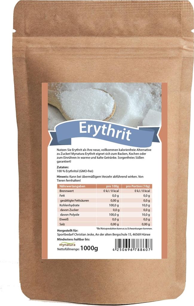 Mynatura Erythrit – Kalorienarmer Zuckerersatz & natürlicher Süßstoff für bewusste Ernährung 1 Kg