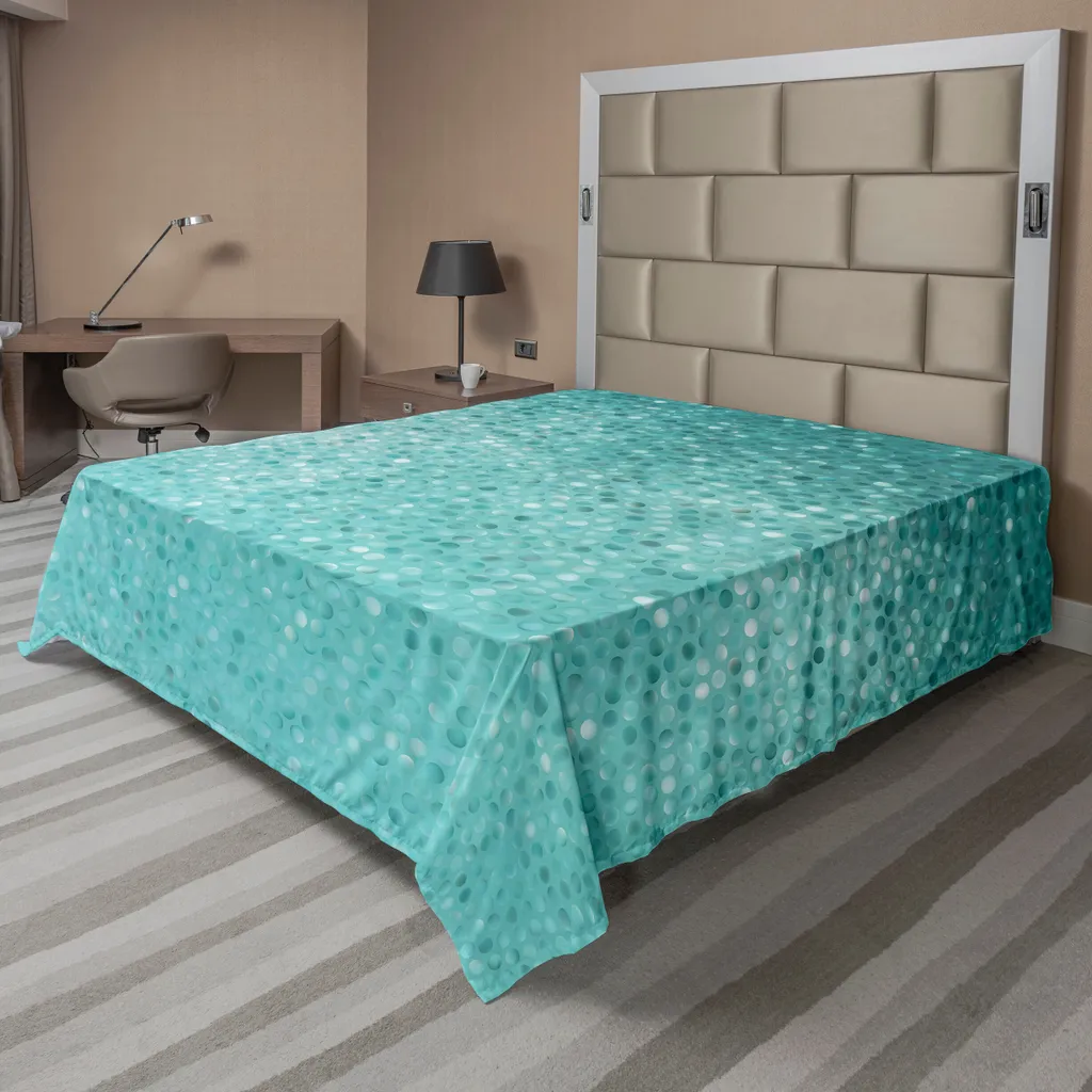 Drap de dessus turquoise motif mosaïque frais pour lit décoratif 244cm
