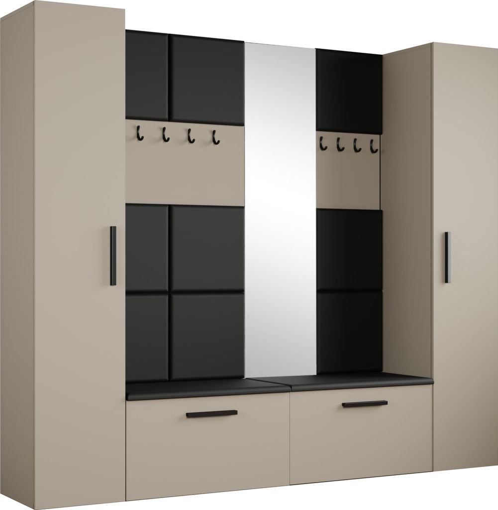 Masseno Garderobe-Set MODULO 241,2/204/40 cm Modern Garderobenschrank Kaschmir