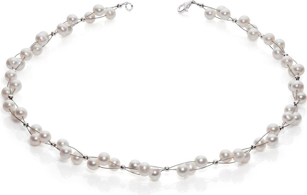 Kette Collier Süßwasser Perlen Zuchtperlen creme weiß Produktbild 