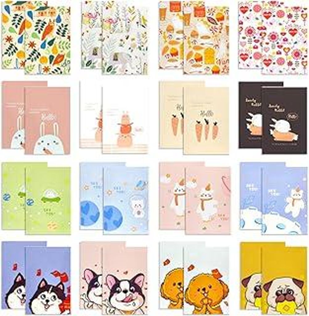 MEIYIFAN 48 Stück Mini Tagebuch Notizbuch,Kleiner Notizblock,Cartoon Mini Notizbücher,Taschennotizbuch Klein für Schule Büro Reise(7×10.5cm)