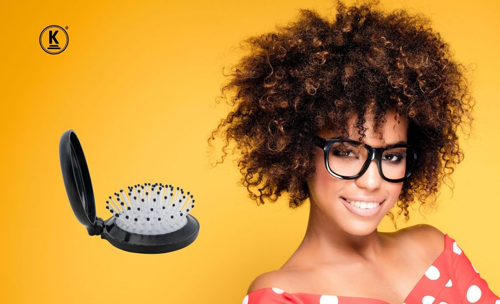 K-Pro Faltbare Taschenbürste Mit Spiegel – 2-in-1 Für Haar Und Make-up Unterwegs