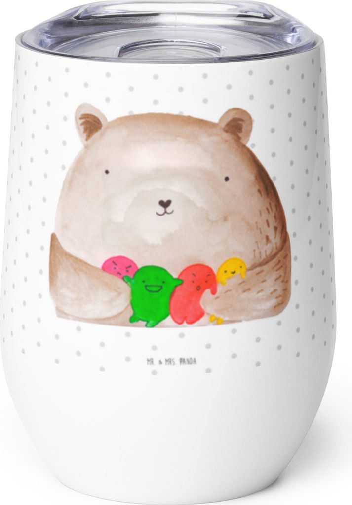 Mr. & Mrs. Panda Thermo Becher Bär Gefühl - Weiß - Geschenk, Verrückt, Wahnsinn, kaffee tasse, Teddy, glühweinbecher, Thermobecher, thermosbec...