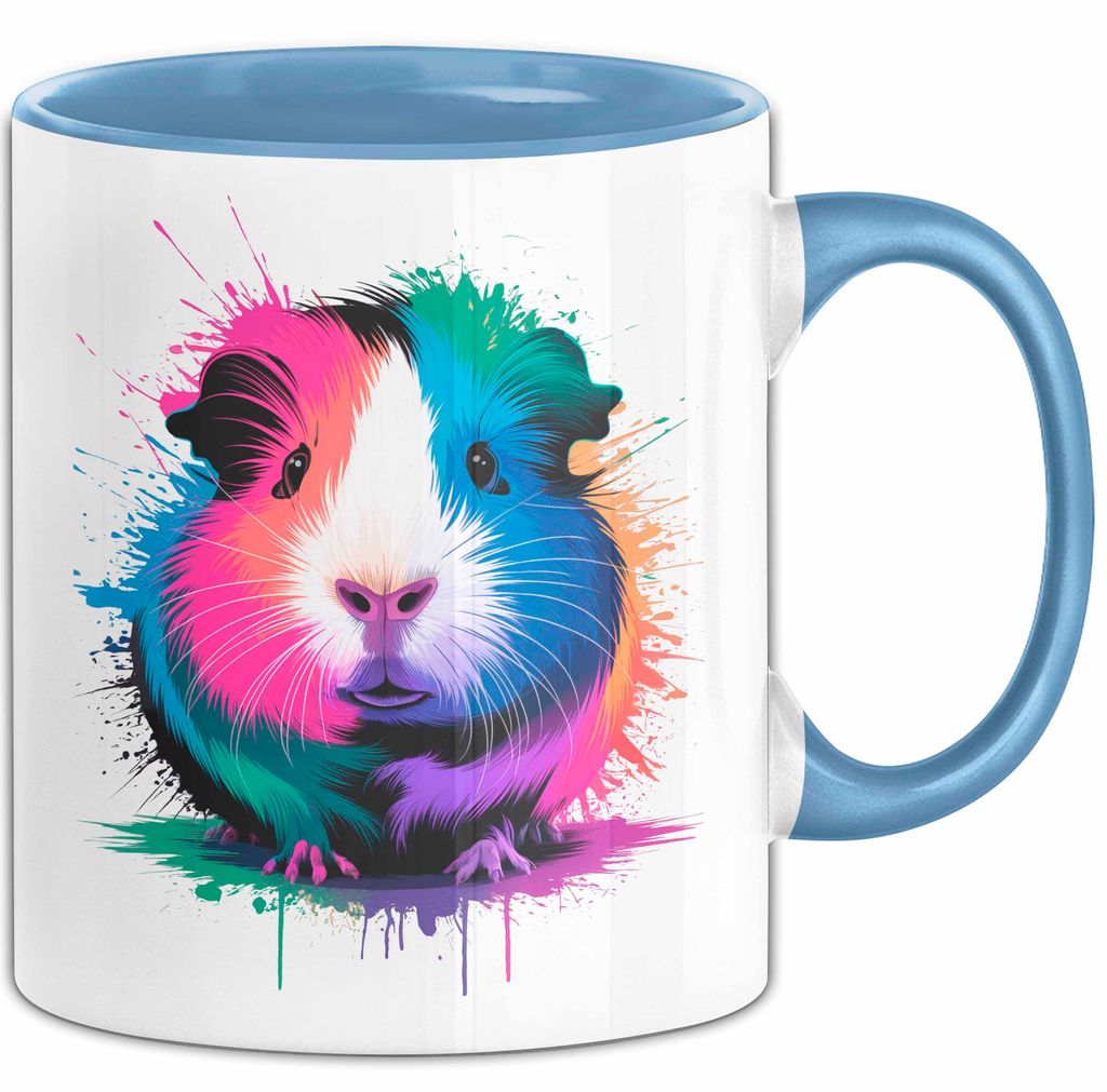 Buntes Meerschweinchen Tierliebhaber Tasse Geschenk Lustige Geschenkidee Spruch (Blau)