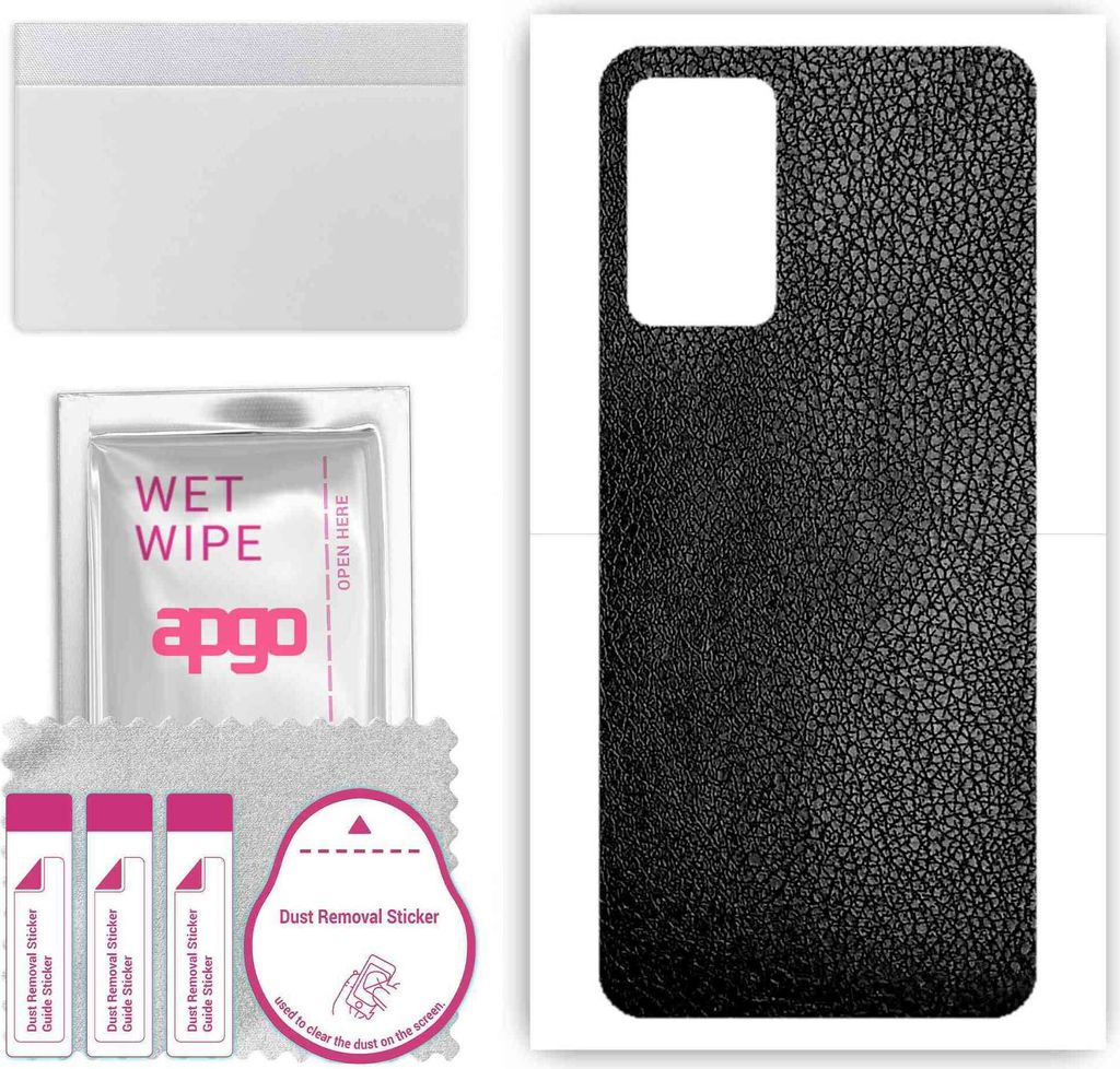 apgo Rückseite Schutzfolie, Skin, kompatibel mit Oppo A16, Hinten Displayschutzfolie aus Vinylfolie, kratzfest, einfache Montage - Schwarzes Leder