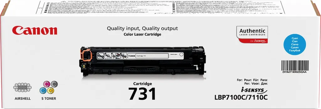 Toner Original Canon 731 C Cyan Haute Fidélité pour i-SENSYS LBP 7110C