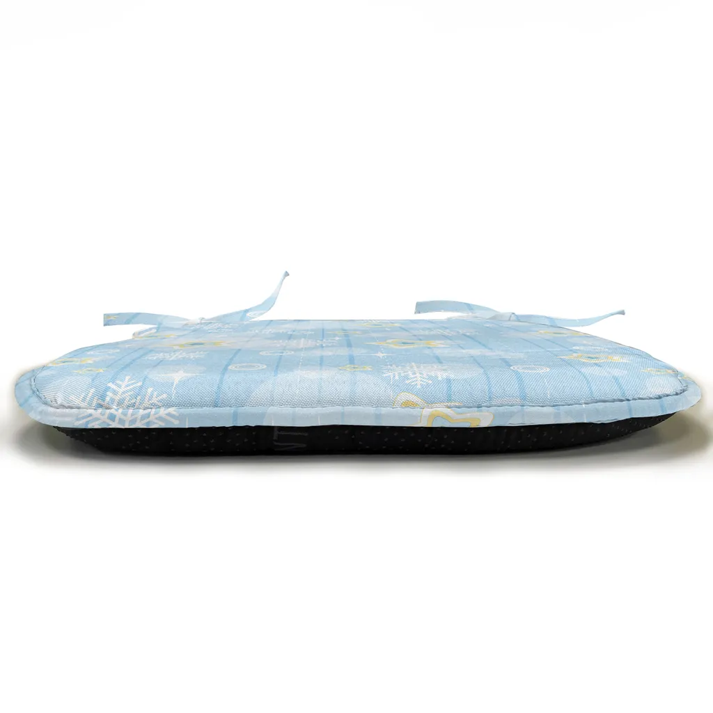 ABAKUHAUS Imbottitura invernale per sedie da sala da pranzo, morbida stella per bambini, cuscino decorativo impermeabile con cinturini per sedie da cucina, 40 cm x 40 cm - confezione da 12, azzurro giallo bianco - 2