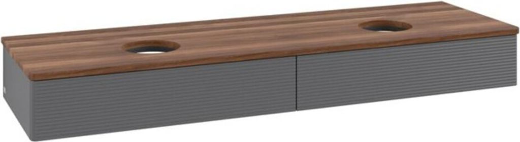 V&B Waschtischunterschrank mit Frontstruktur, mit Beleuchtung Antao 160x50cm, WBP w. wal, Anthrac. m Lac