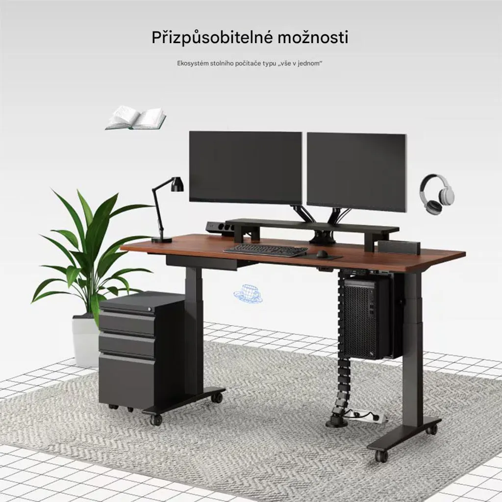 Bureau assis debout E7B-Pro-EUV3 Premium Noir - Cadre motorisé robuste