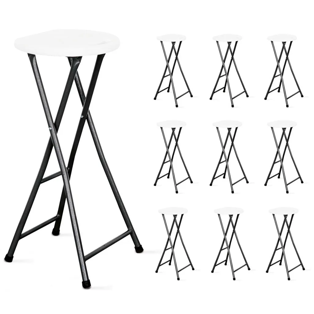 Lot de 10 tabourets de bar pliants Oviala REKKEM - Assise 75cm