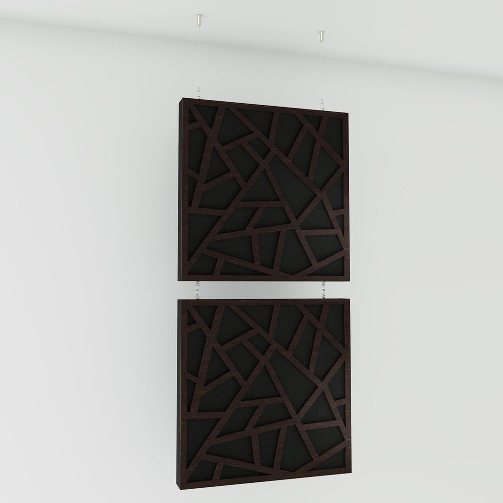 2er-Pack—Dekorative Akustik-Hängepaneele |100x50cm | Hängende Raumteiler | Modulare schallabsorbierende Paneele |SKYROSS |Wenge
