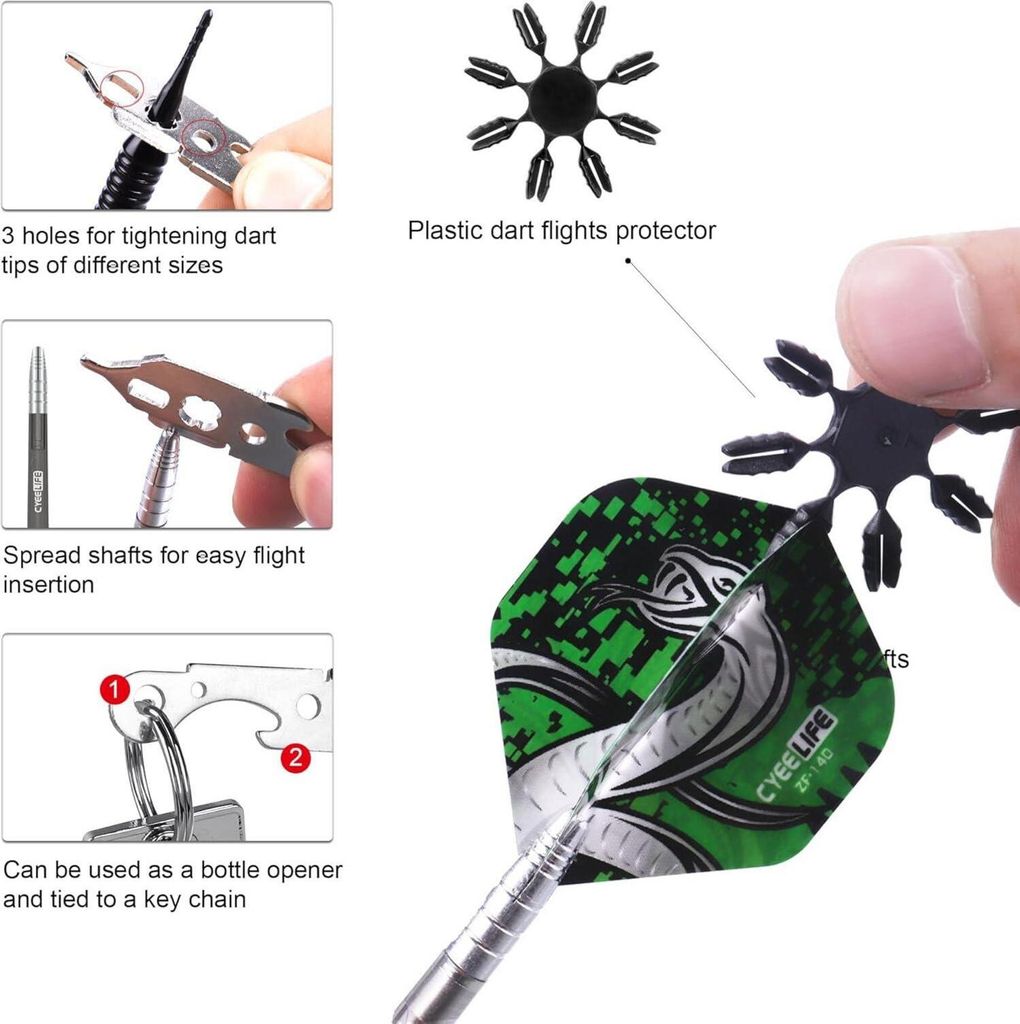 CyeeLife Lot De 12 Fléchettes Souples 16g - 12 Barils + 16 Empennages + 12 Tiges Aluminium + 100 Pointes + Outils, Idéal Débutants Et Loisirs