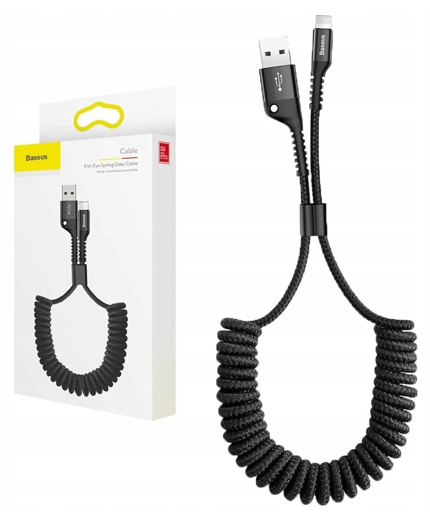 Cavo Lightning Baseus Spring 1M 2A (nero) Immagine del prodotto 