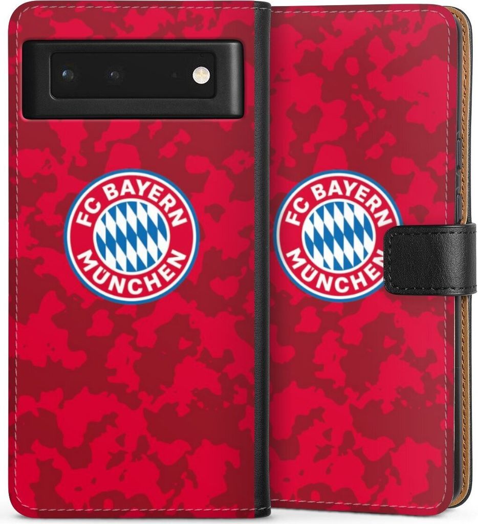 DeinDesign Klapphülle für Google Pixel 6 Handytasche Lederhülle Tasche FC Bayern München Camouflage FCB