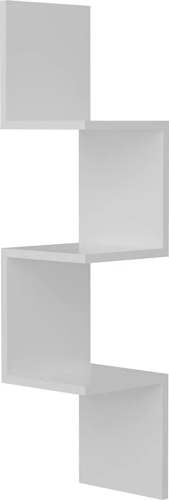 Ṛgveda Étagère Colonne 25x25x105h cm Blanc avec 4 Rayonnages Modernes