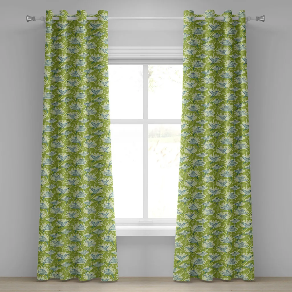 Rideaux décoratifs à fleurs exotiques 280x245 cm pour baie vitrée