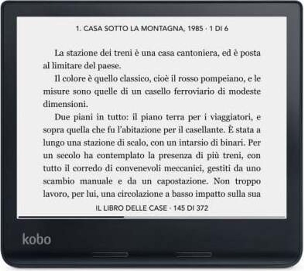An e-reader displaying text from a book.