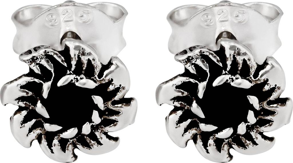 Paar 925 Sterling Silber Keltische Ohrstecker Blume Anilla Schwarzer Onyx 7036