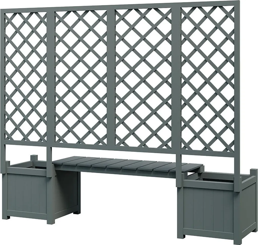Solution Gain de Place : Bac à Fleurs avec Treillis et Banc Gris Extérieur