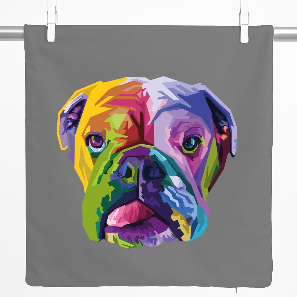 Huuraa Kissenbezug Englische Bulldogge Colorful 40x40cm Steel Grey Baumwolle Dekokissenbezug Geschenkidee