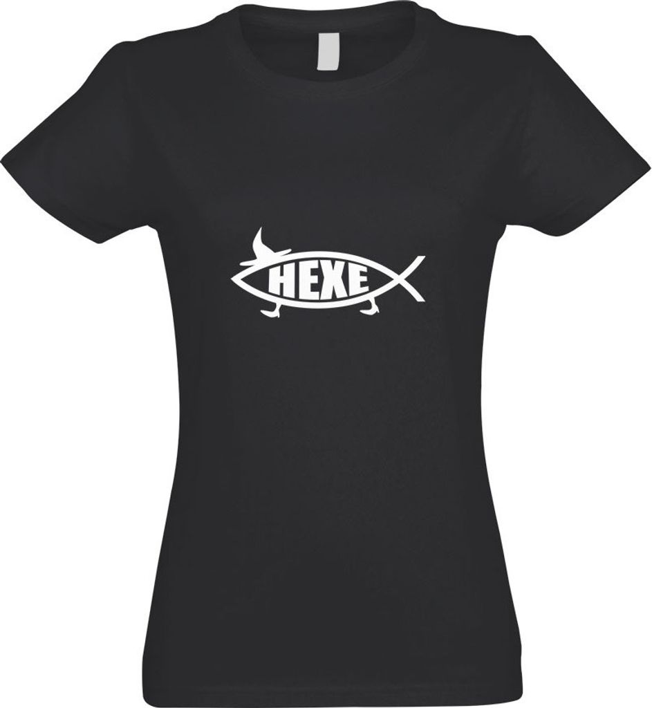 Kiwistar - T-Shirt tailliert - Damen - Graphit - Hexe Fisch - mit Motiv Bedruckt - Funshirt Design - Sport - Freizeit - Damen - XL