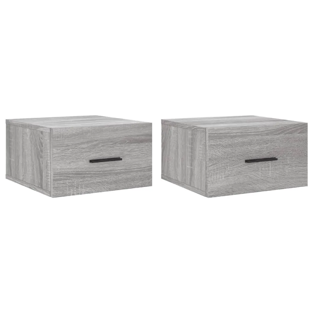vidaXL Comodini da parete 2 pz. Grigio Sonoma 35x35x20 cm