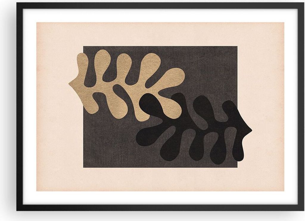 Gerahmtes Poster - Schwarzer Rahmen - Blätter Form Figur - 70x50 cm - Wand Bild - Wanddeko - Wandbilder - Kunstposter - Wandposter - Bilderrahmen ...