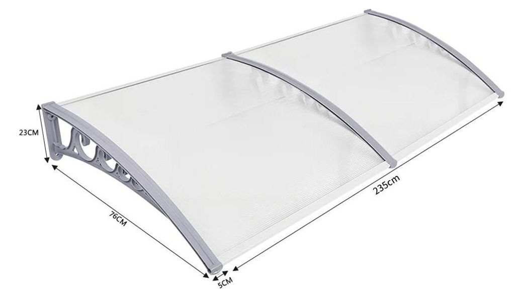 Eingangsüberdachung Vordach - Terrassen und Haustür Markise 80–240 cm - Acrylplatte - Regen- und Sonnenschutz - Wärmeisolierend - UV-beständi...
