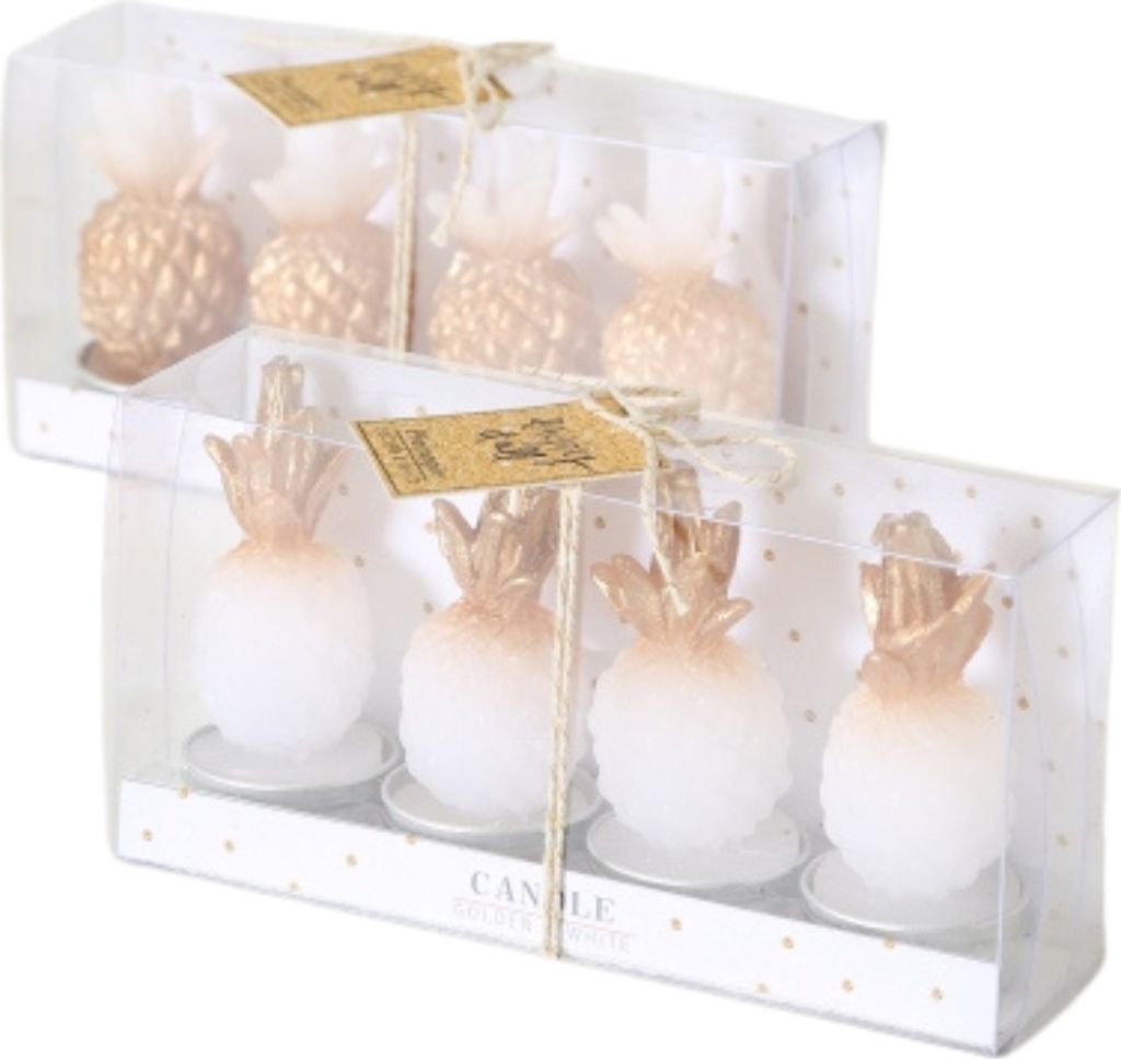 Boltze Gruppe Ananas Teelichtkerze gold 8,5 cm 4tlg ( Stück )