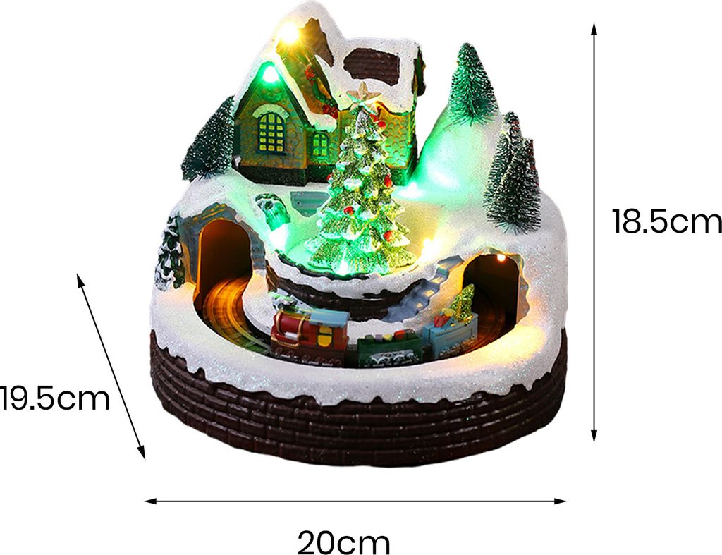 Weihnachtsornament, bunte Lichter, Musik, rotierender Zug, Kunstharzornament für Weihnachtsgeschenk, Heimdekoration