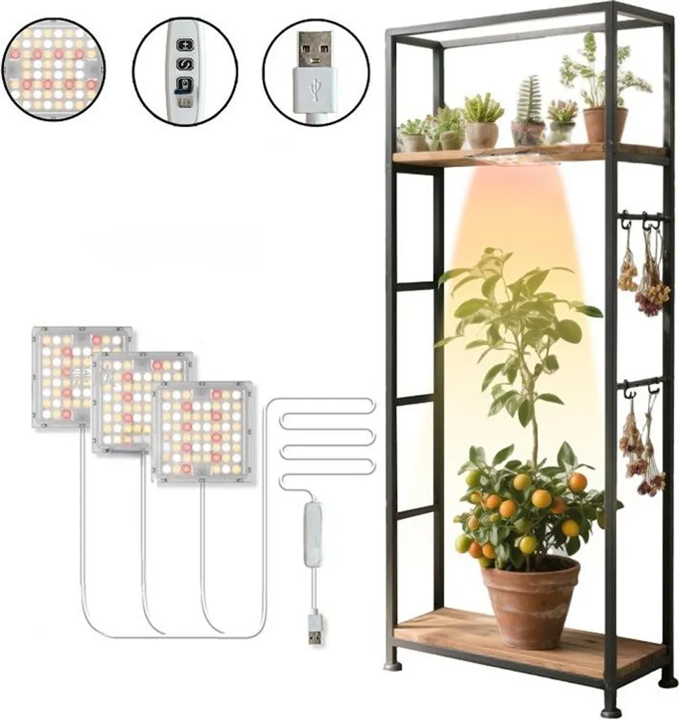 Éclairage LED intérieur pour plantes manquant de soleil à 3 têtes réglables