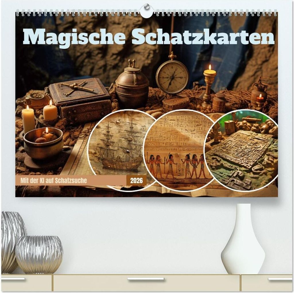 Magische Schatzkarten (hochwertiger Premium Wandkalender 2026 DIN A2 quer), Kunstdruck in Hochglanz