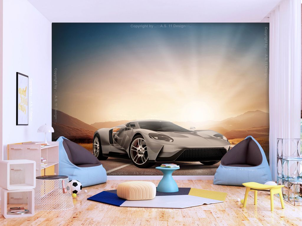 Vlies Fototapete Auto 400x280 cm Tapeten Wandtapete XXL Straße Wüste i-C-10049-a-a