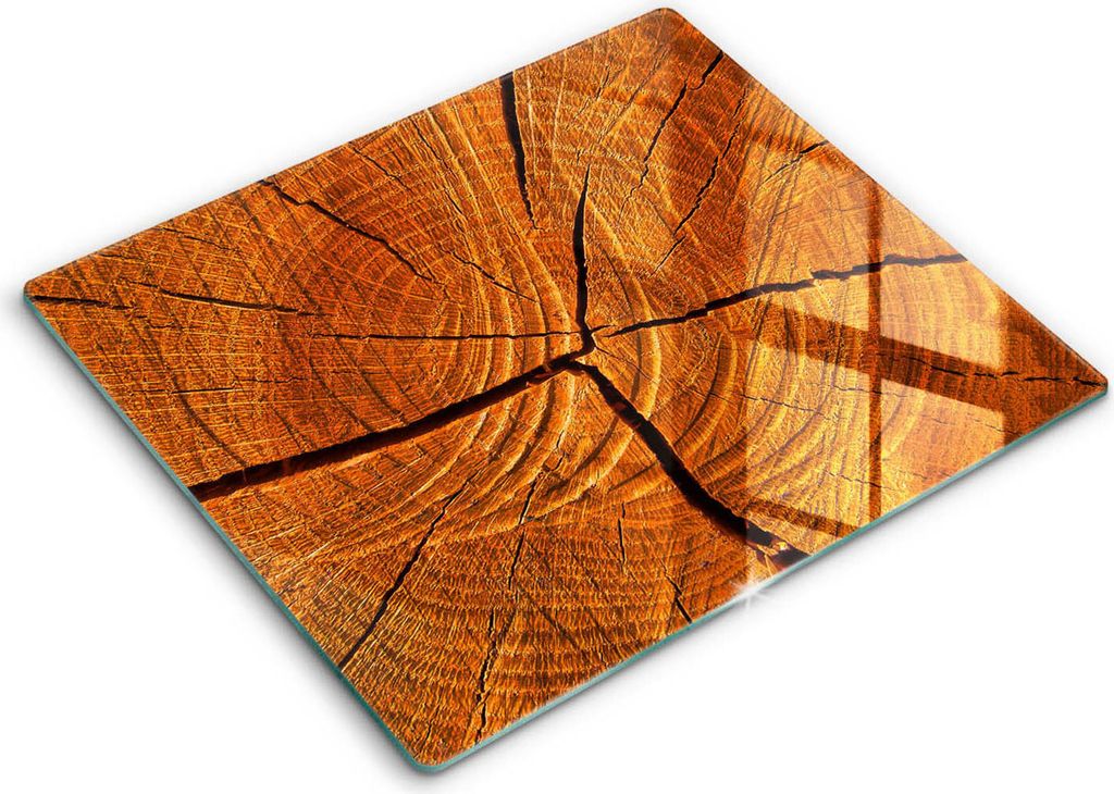 Glasschneideplatte - Herdabdeckplatte - 60x52 - Schneidebrett - Spritzschutz - Holzstruktur