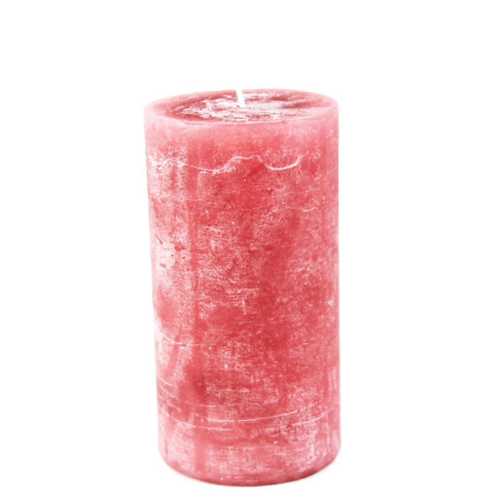 Stumpenkerze rosenholz gefärbte Kerze aus Paraffinwachs Höhe 8cm